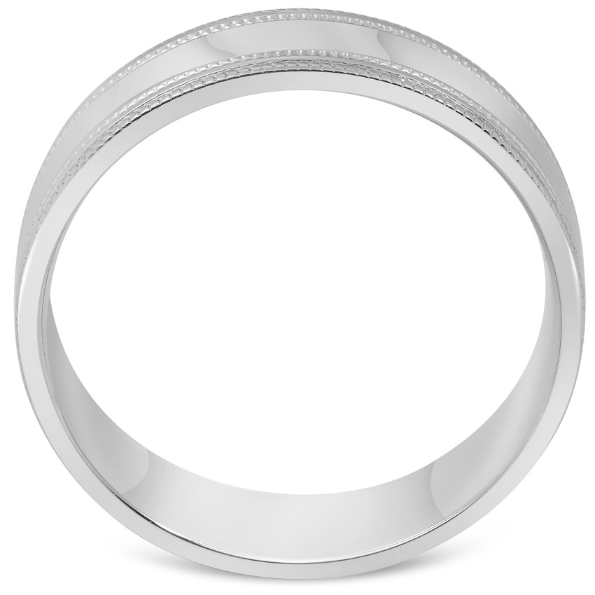 Mens 10k White Gold 6mm Band High Polished Double Milgrain Accent Wedding Ring