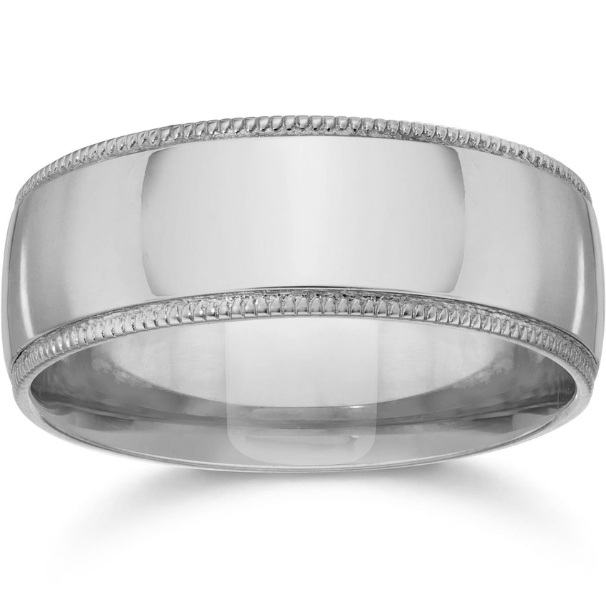 Milgrain Wedding Band 14K White Gold