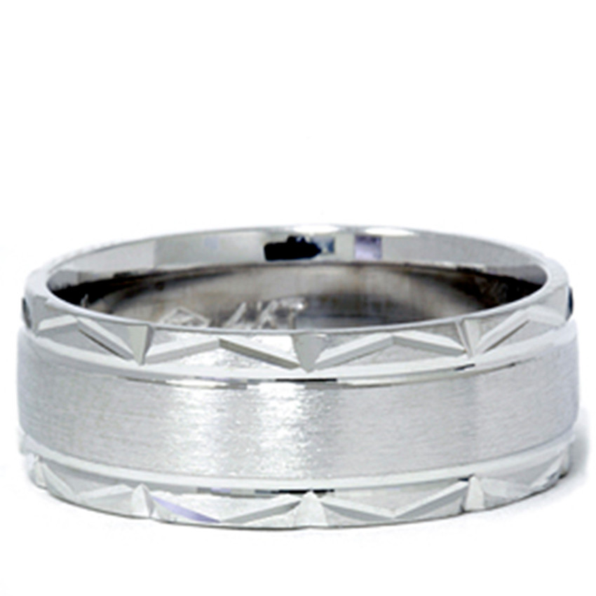 Brushed Wedding Band 14K White Gold