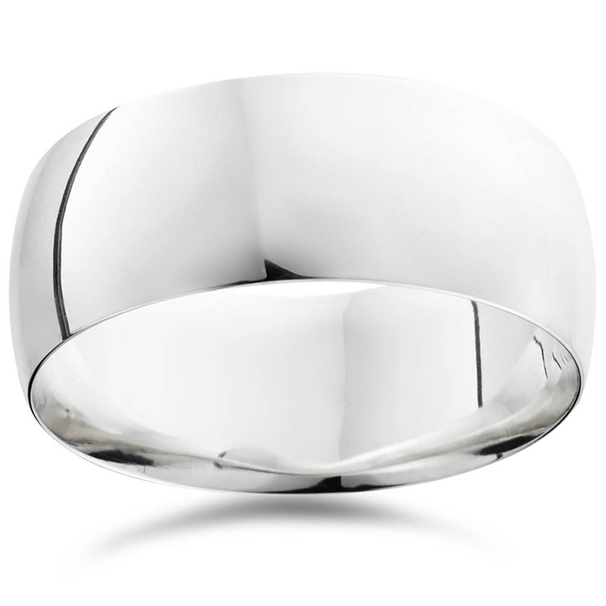 High Polished 9MM Dome Mens Wedding Band Ring 950 Platinum