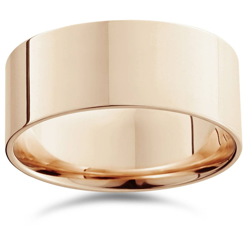 9mm Flat High Polished Wedding Band 14K Rose Gold