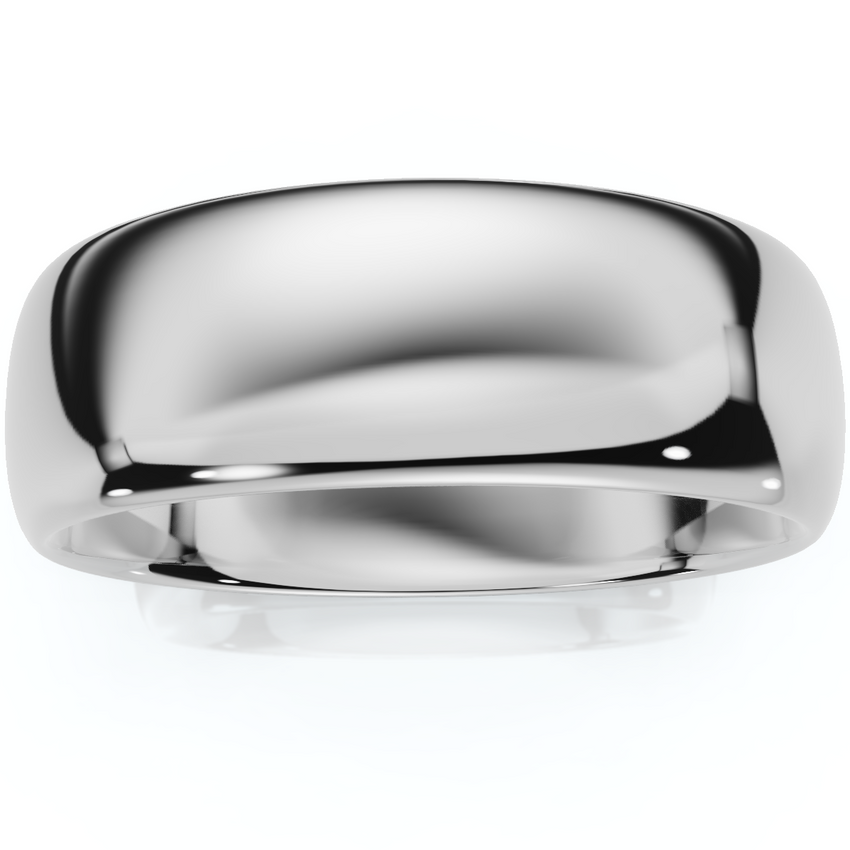 High Polished 7MM Dome Men's or Women's Plain Wedding Band Ring  950 Platinum