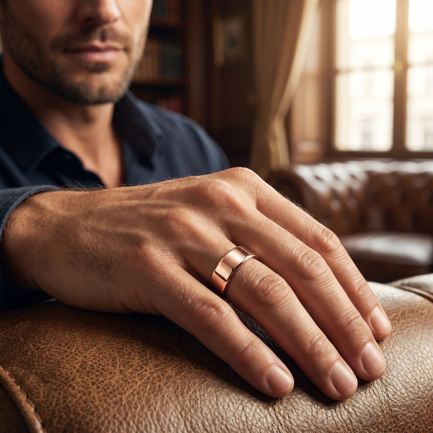 6mm Flat High Polished Wedding Band 14K Rose Gold
