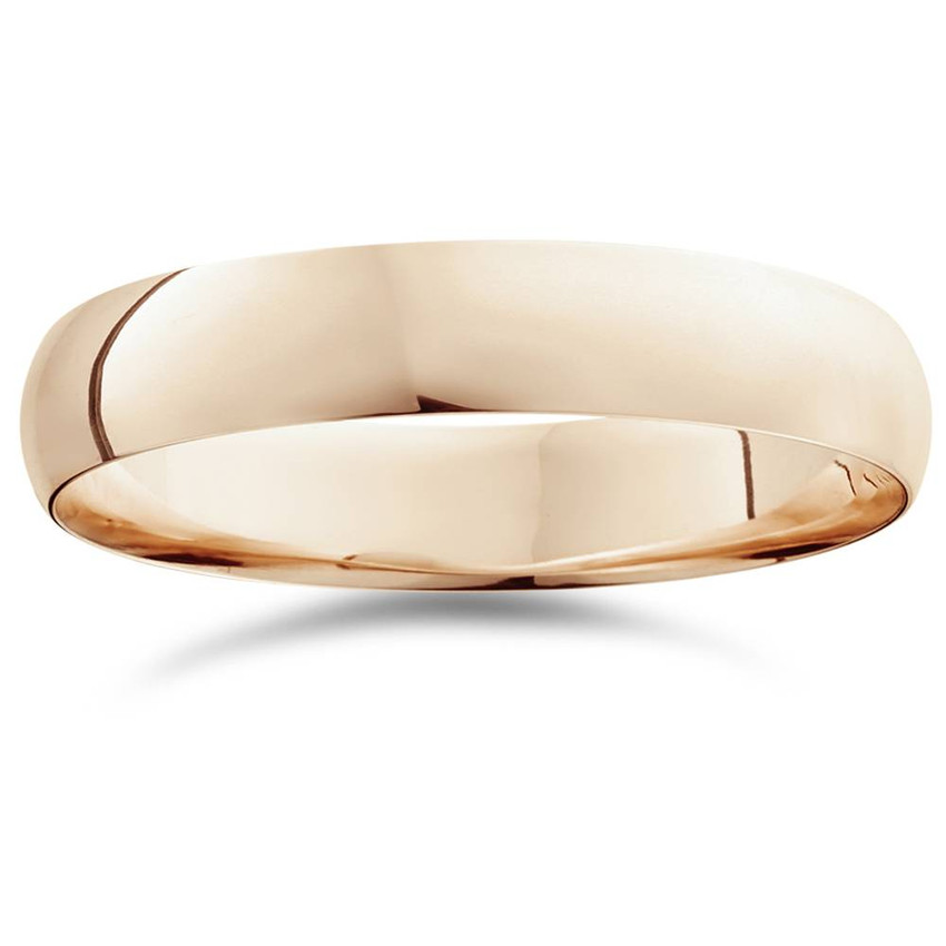 14K Pink Rose Gold 5mm Comfort Fit Men's Wedding Band Ring
