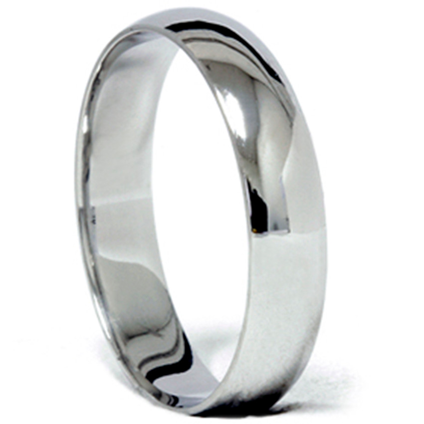 14k White Gold 5mm Plain Comfort Fit Wedding Band