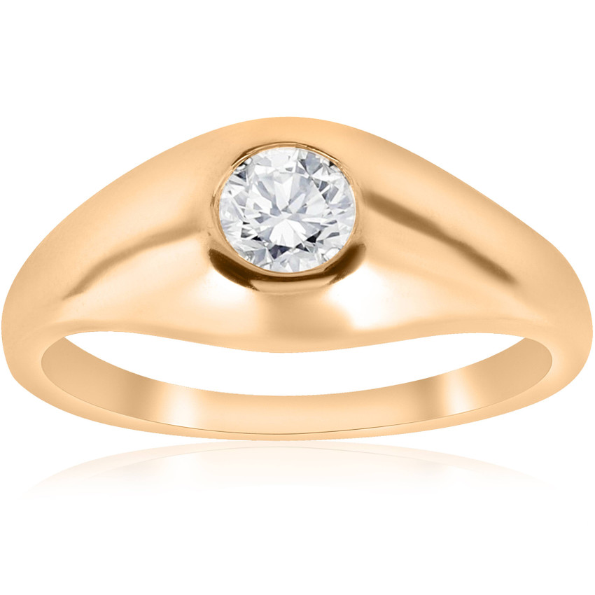 1/2Ct Men's Round Cut Diamond Solitaire Engagement Wedding Ring 14K Yellow Gold