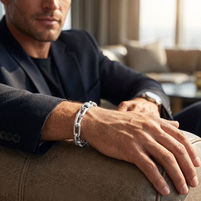 Men's Fisher 14k Gold (120gram) or Platinum (193gram) Link Bracelet 9"