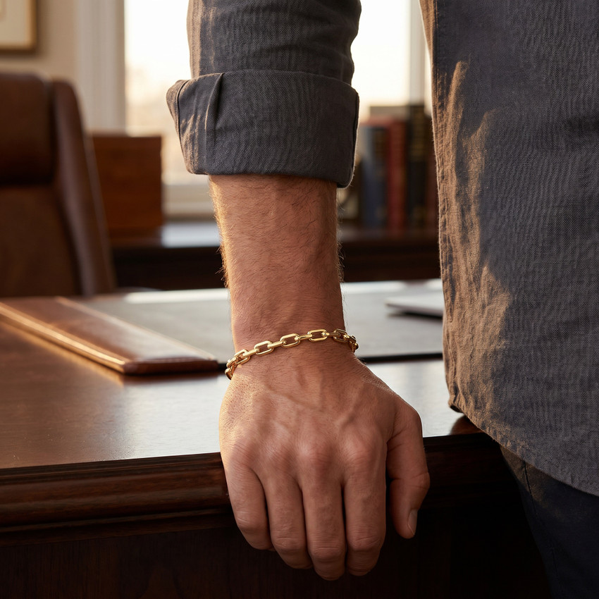 Men's Rolo Link 14k Gold (26gram) or Platinum (42gram) 5mm Bracelet 8.5"