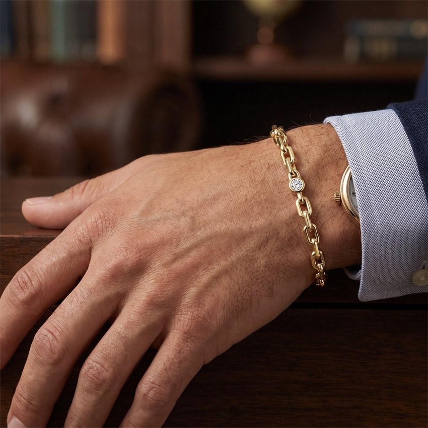 Men's Rolo Link 14k Gold (26gram) or Platinum (42gram) 5mm Bracelet 8.5"