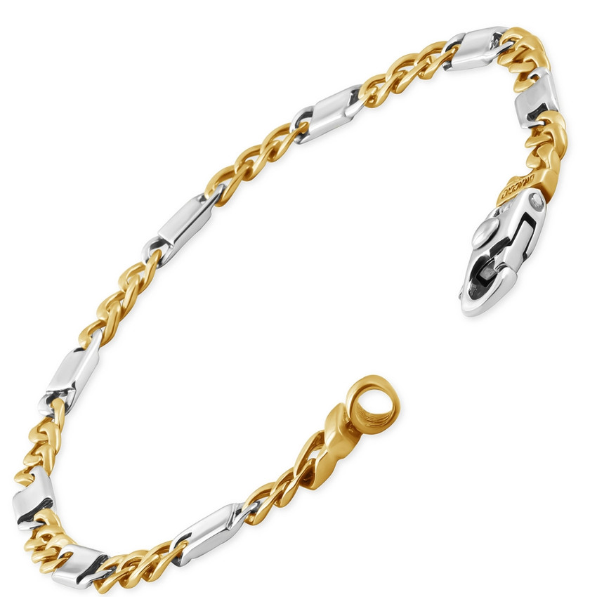 Men's Figaro Link 14k Gold (13gram) or Platinum (21gram) 5mm Bracelet 8"