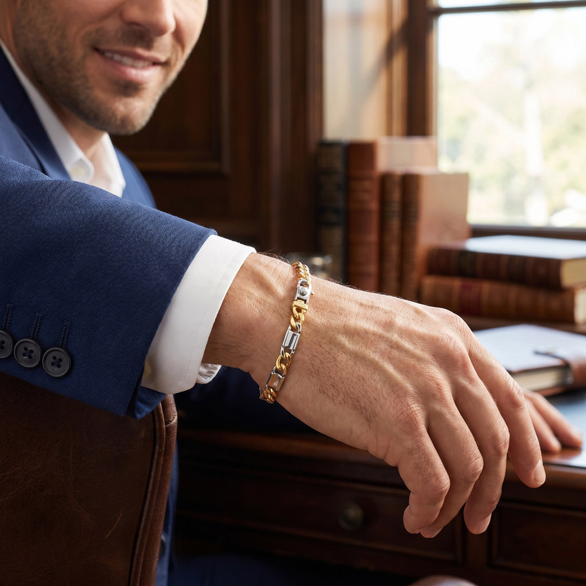 Men's Figaro Link 14k Gold (13gram) or Platinum (21gram) 5mm Bracelet 8"