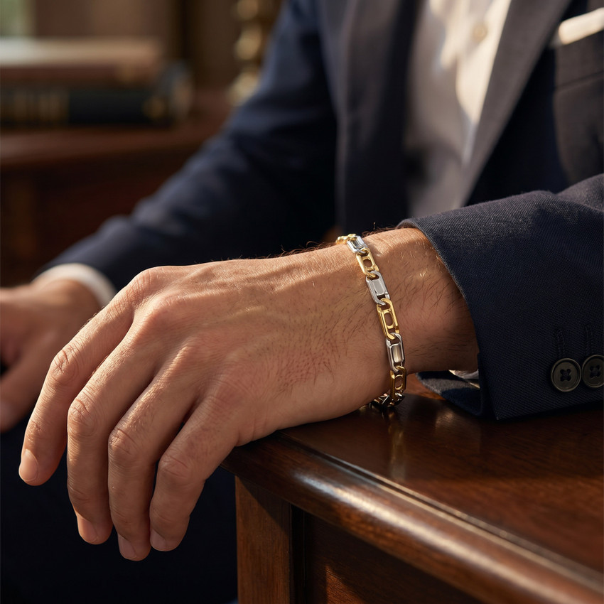 Men's Link 14k Gold (14gram) or Platinum (23gram) 5mm Bracelet 8.5"