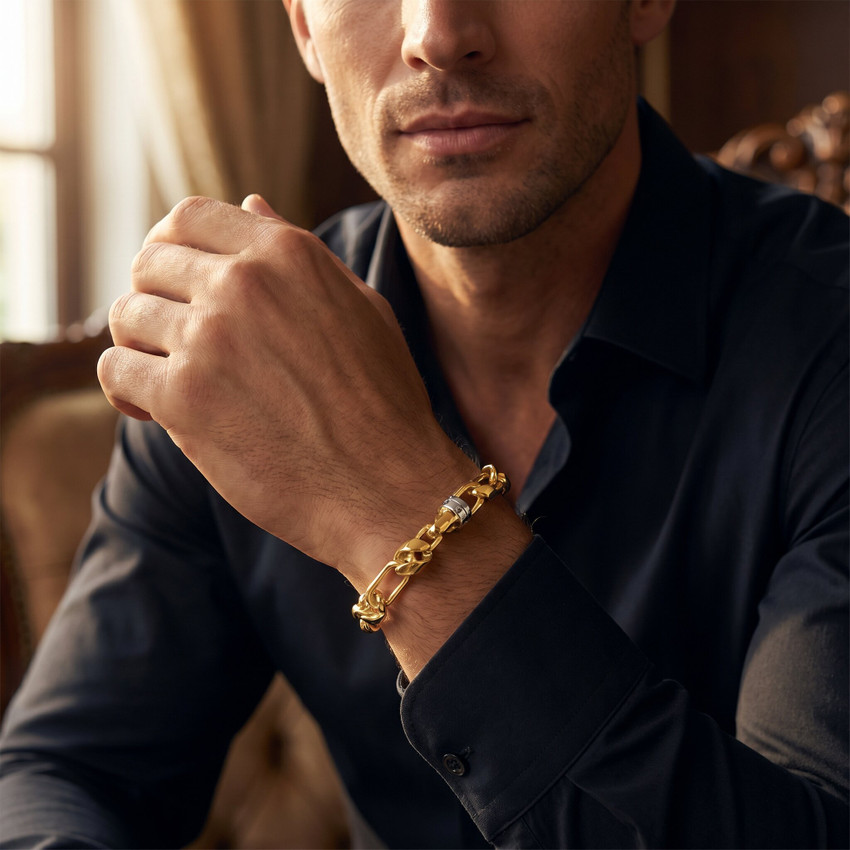 Men's Twisted Mariner & Round Link 14k Gold (44gram) or Platinum (71gram) 6-8mm Bracelet 8.5"
