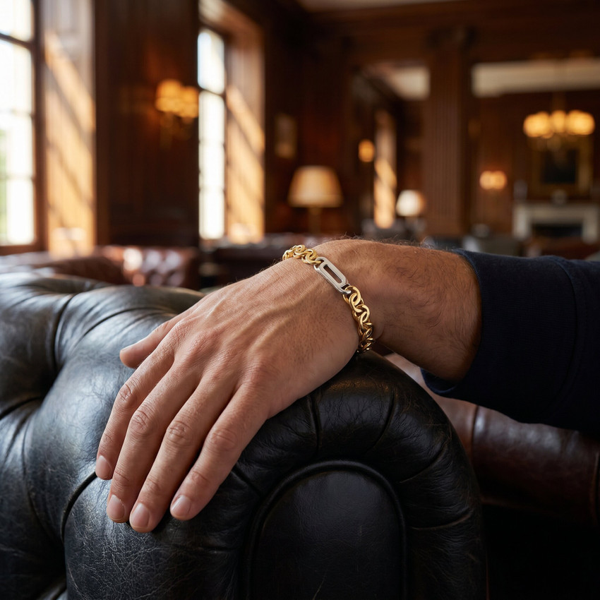 Men's Designer Figaro and Mariner Link 14k Gold (34gram) or Platinum (54gram) 7.5-8mm Bracelet 8.5"