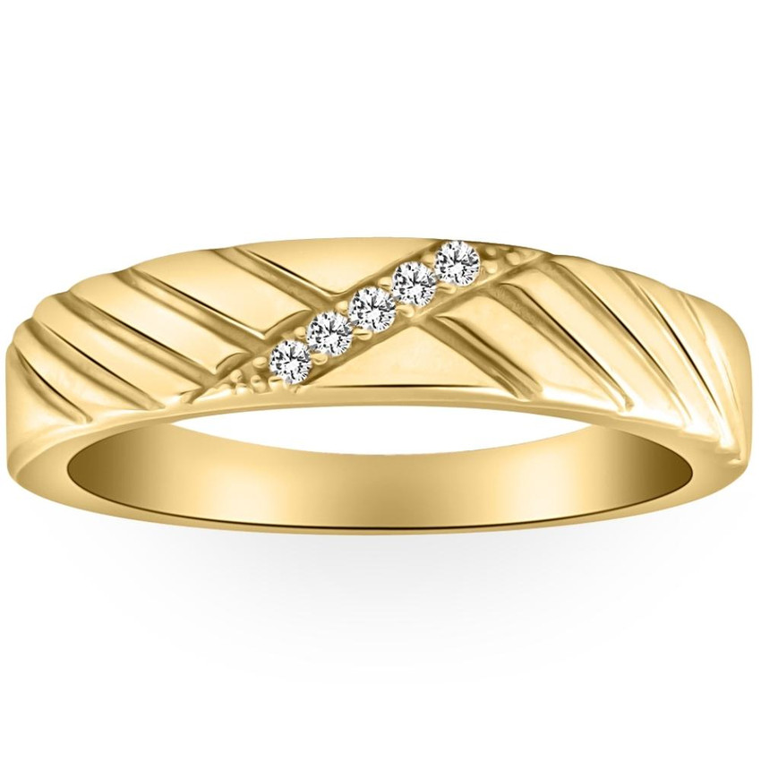 Mens Diamond Wedding Ring Yellow Gold