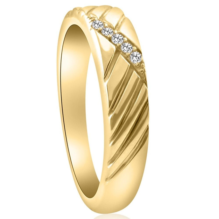 Mens Diamond Wedding Ring Yellow Gold