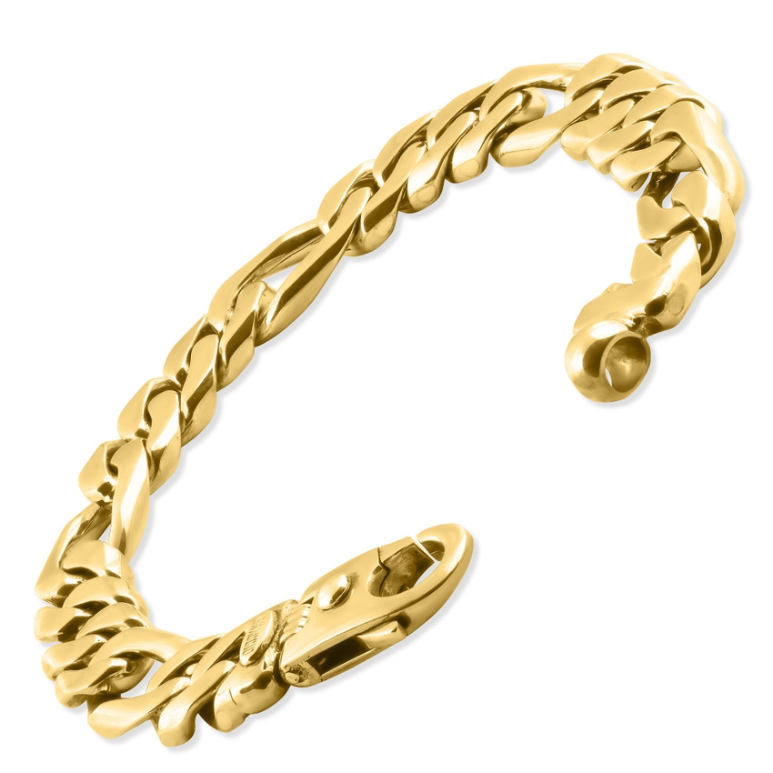 Men's Figaro Link 14k Gold (94gram) or Platinum (151gram) 12.5mm Bracelet 8.5"