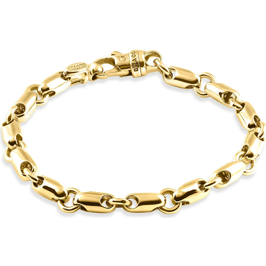 Men's Rounded Seed 14k Gold (42gram) or Platinum (68gram) 7mm Link Bracelet 8.5"