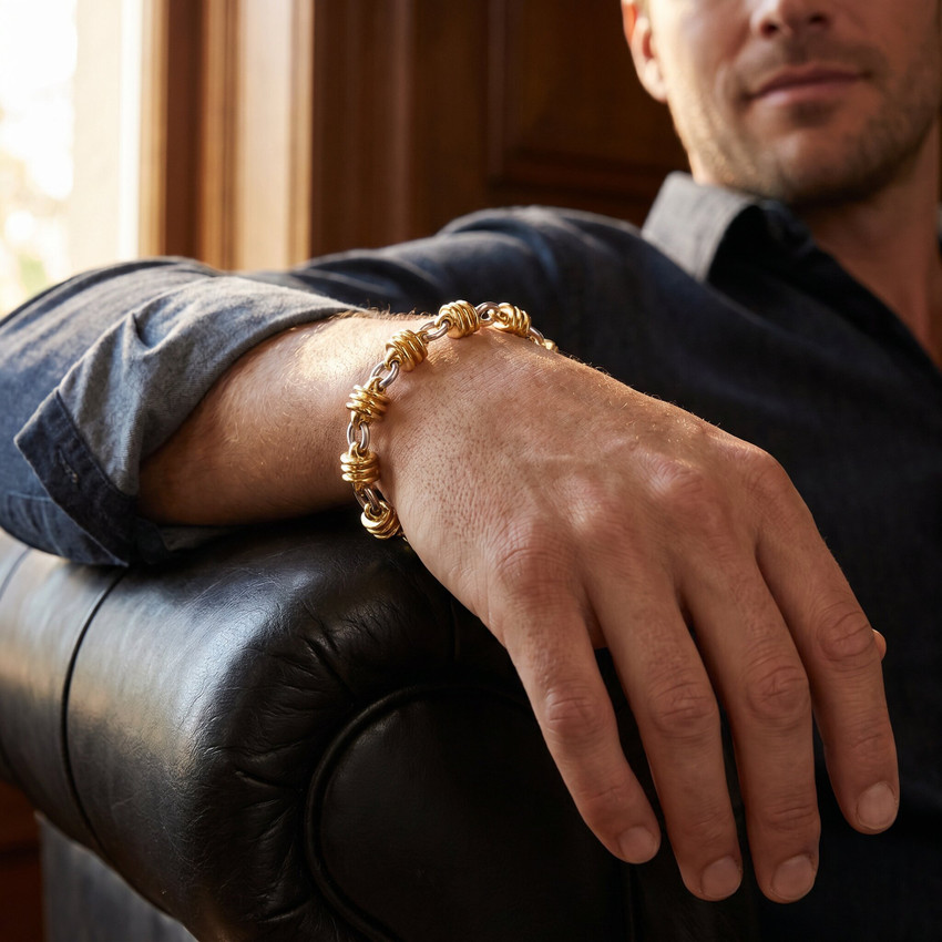 Men's Link 14k Gold (58gram) or Platinum (94gram) 8-9mm Bracelet 8.75"