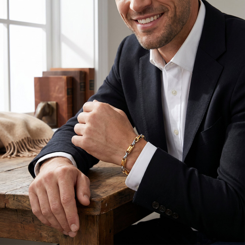 Men's Designer Seed Link 14k Gold (66gram) or Platinum (106gram) 8-9mm Bracelet 8.75"