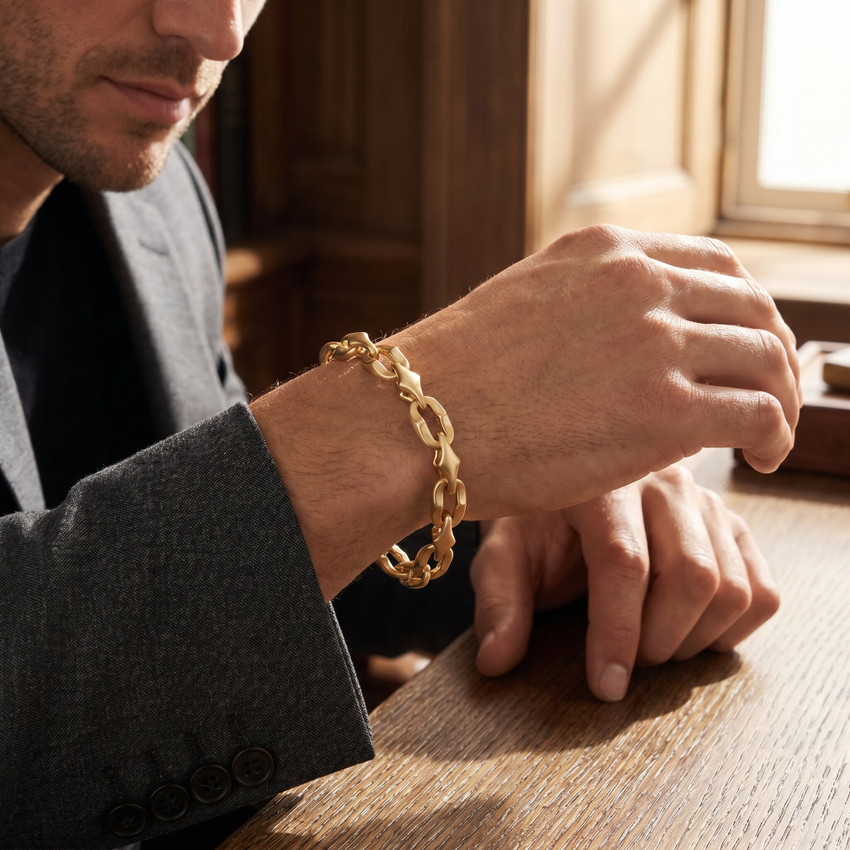 Men's Sculpted Designer Mariner Link 14k Gold (49gram) or Platinum (80gram) 9mm Bracelet 8.75"