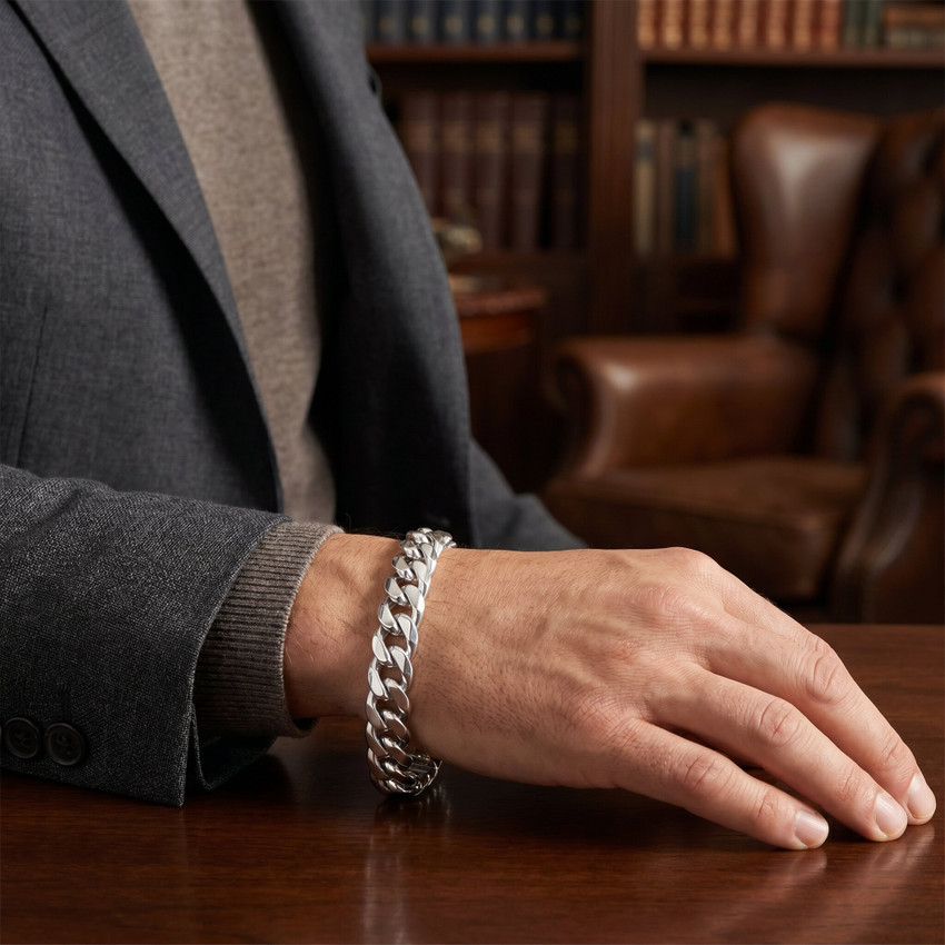Men's Cuban Link 14k Gold (50gram) or Platinum (82gram) 9.5mm Bracelet 8.25"