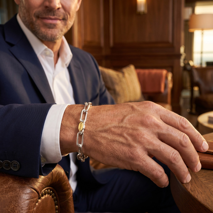 Men's Fisher 14k Gold (28gram) or Platinum (46gram) 7mm Link Bracelet 8.5"