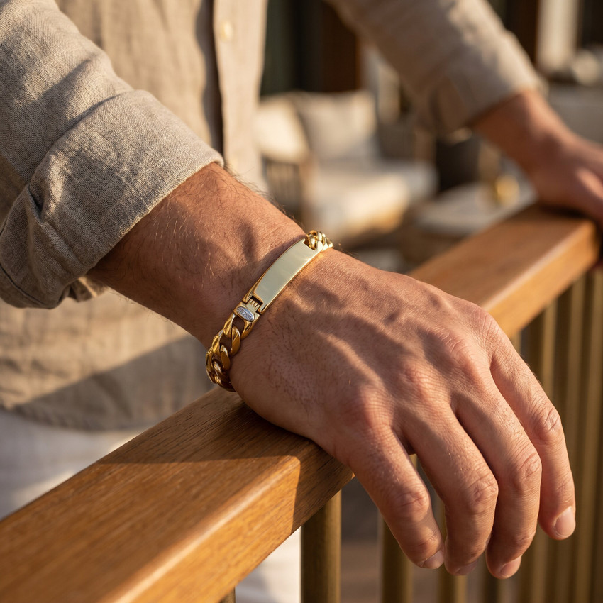 Men's Cuffed Link 14k Gold (50gram) or Platinum (94gram) 10mm Bracelet 8"