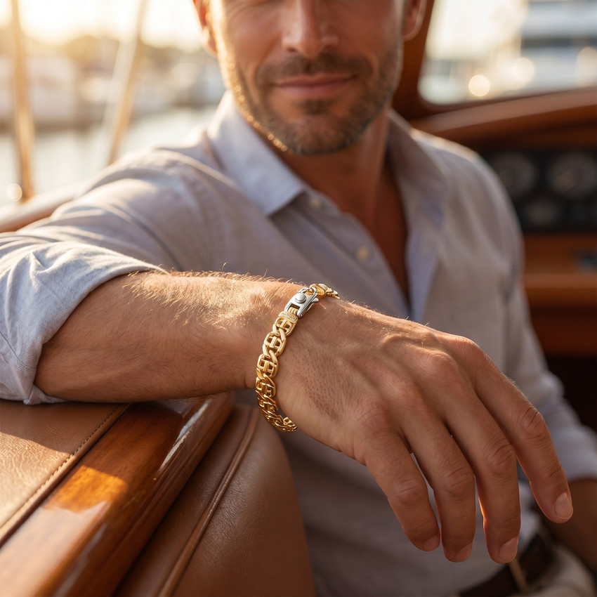 Men's Designer Mariner Link 14k Gold (23gram) or Platinum (37gram) 7mm Bracelet 8.5"