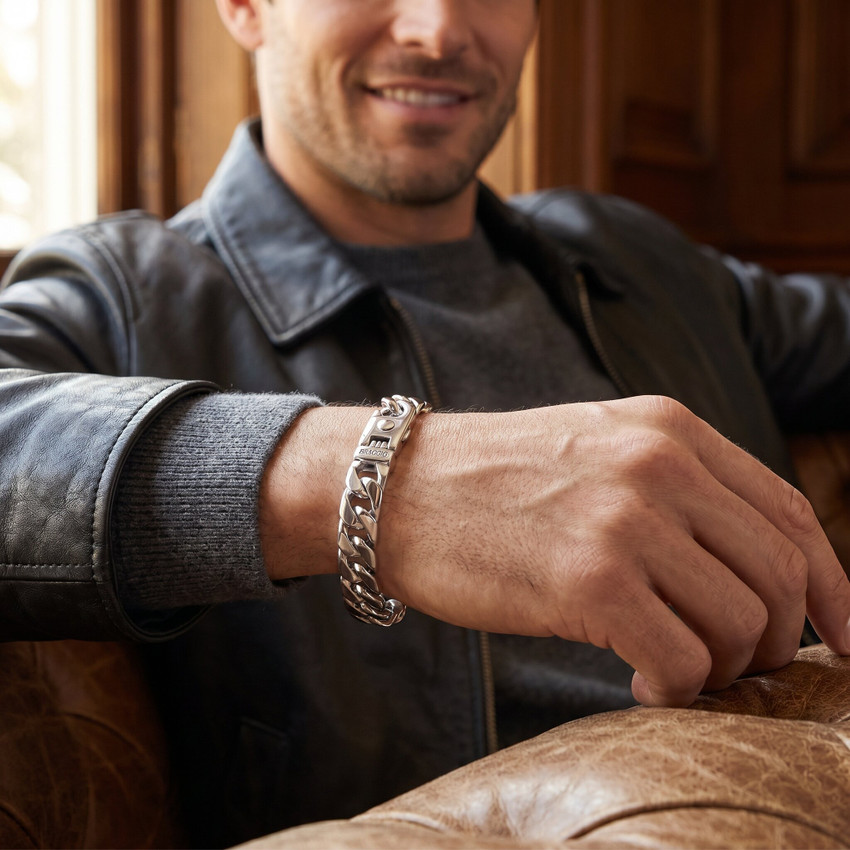 Men's solid 14k Gold (46gram) or Platinum (65gram) 9mm Link Bracelet 8.5"