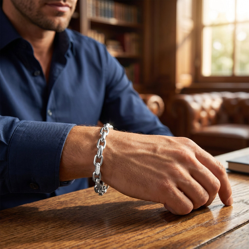 Men's Classic Round Link 14k Gold (32gram) or Platinum (52gram) 7mm Bracelet 8.5"