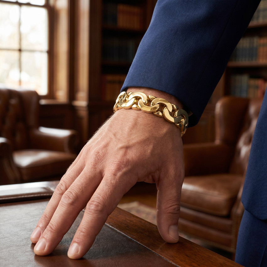 Men's Heavy Mariner 14k Gold (206gram) or Platinum (331gram) 16.5mm Link Bracelet 9.5"
