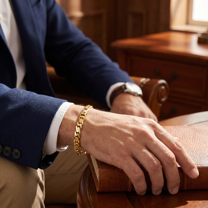 Men's Link 14k Gold (17gram) or Platinum (28gram) 5.5mm Bracelet 8.5"