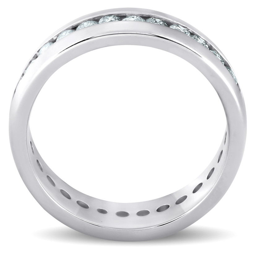 1 1/2 ct Mens Channel Set High Polished Comfort Fit Wedding Band Eternity Ring