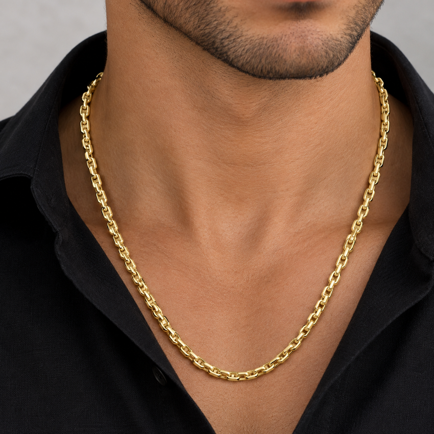 Men's (46g) Solid 14K Yellow Gold 4.5mm Flexible Link 22 " Necklace