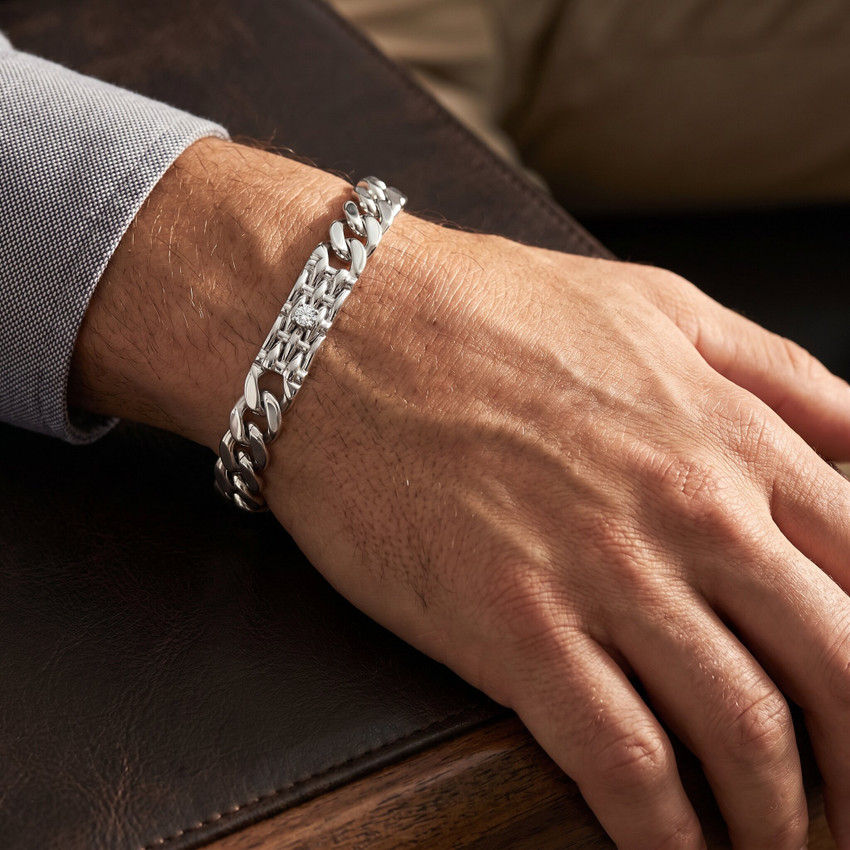 Men's Solid 14k White Gold 37 Gram 8.5" Bracelet 8.4mm Wide