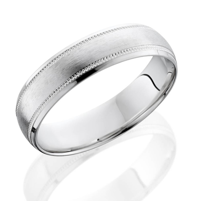 10K White Gold Mens 6mm Brushed Comfort Fit Wedding Band