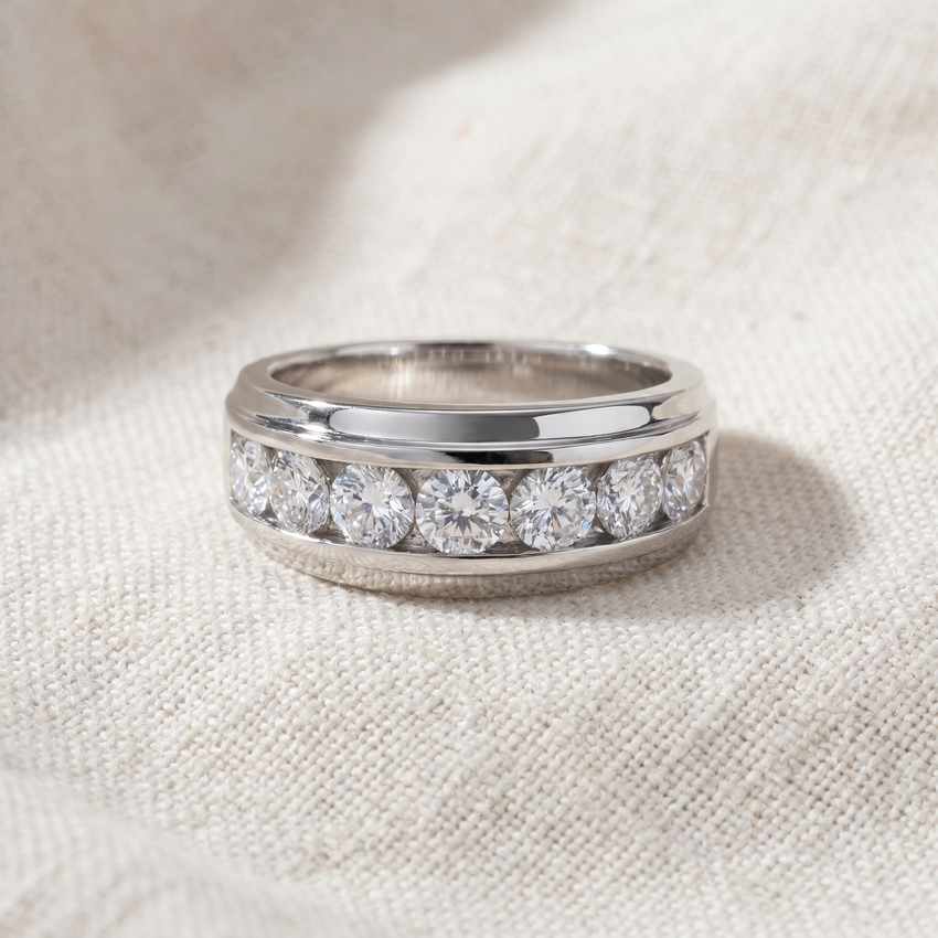 F/VS 4Ct Men's Diamond Ring in 10k Gold Lab Grown