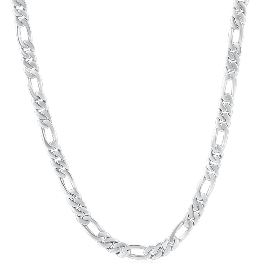 Mens Figaro 14k Gold (43gram) or Platinum (80gram) 5.5mm Link Chain Necklace 24"