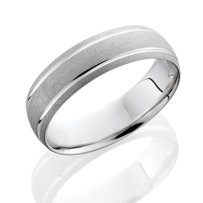 Mens 14K White Gold Brushed Comfort Wedding Band Ring