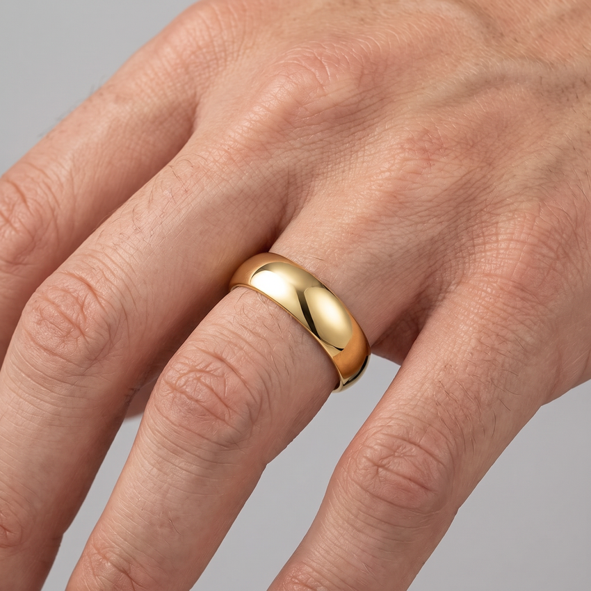 5mm Dome High Polished Wedding Band 14K Yellow Gold