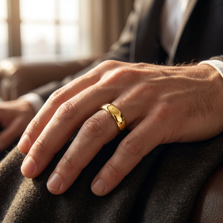 5mm Dome High Polished Wedding Band 14K Yellow Gold