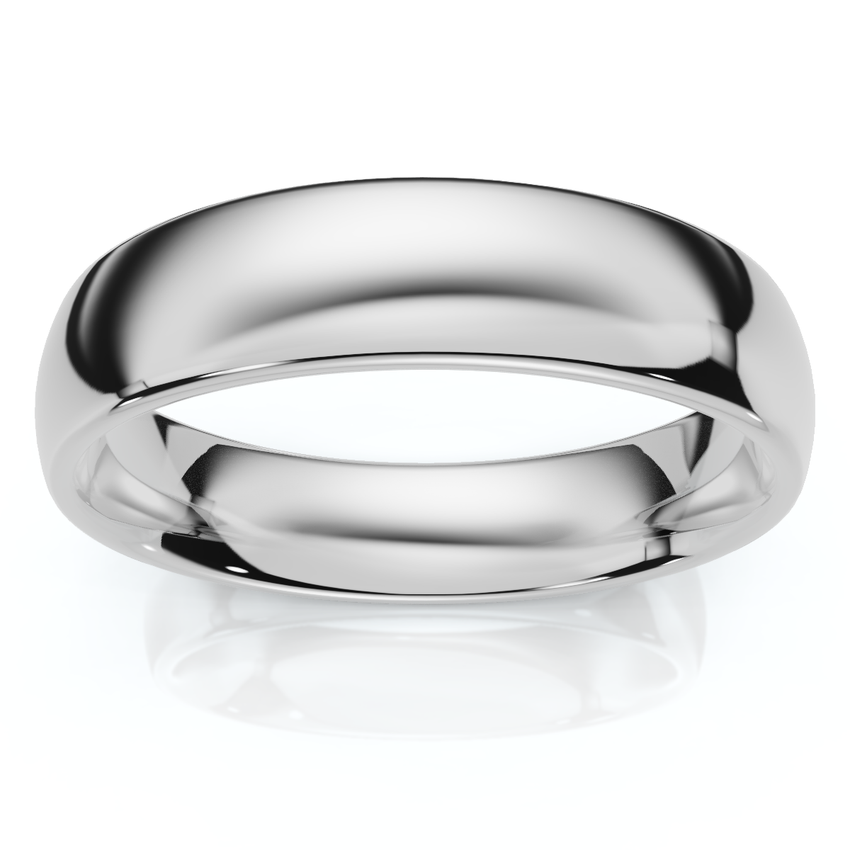 10k White Gold 6mm Plain High Polish Comfort Fit Wedding Band