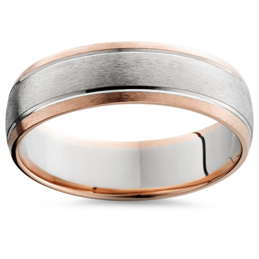 14K Rose & White Gold Two Tone Mens Wedding Band