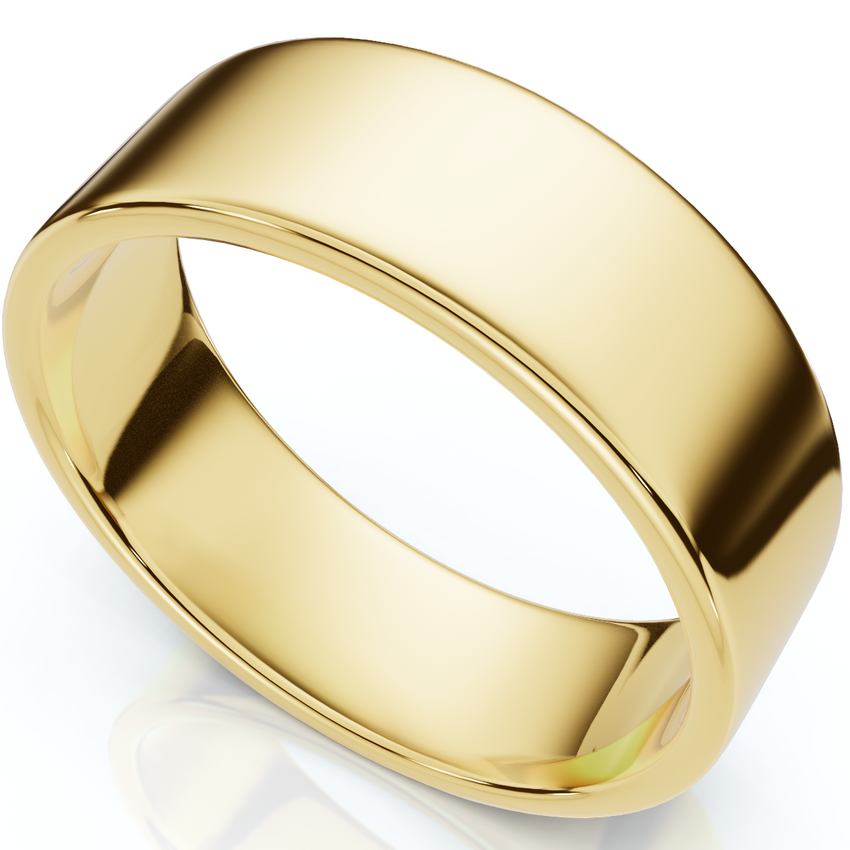 High Polished Flat 7MM Wedding Band Ring 10K Yellow Gold