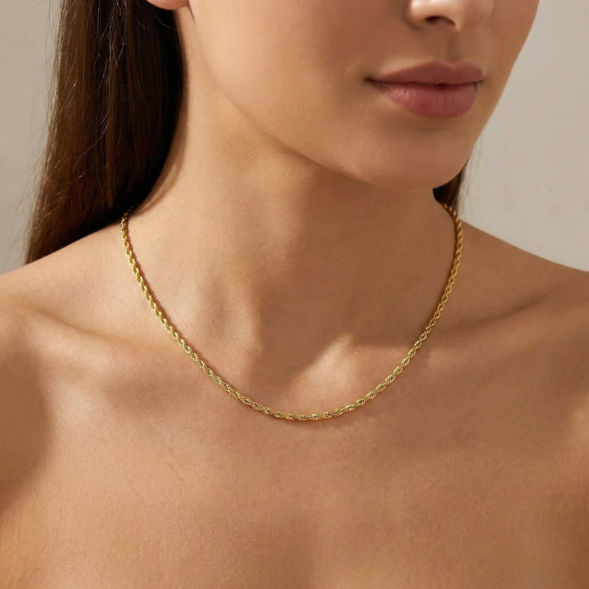 14k Yellow Gold Filled Unisex 2.10 millimeter Rope Chain Necklace
