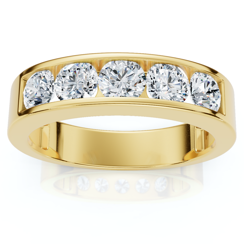 14K Yellow Gold Mens 1 1/4ct Diamond Wedding Ring Channel Set High Polished Band