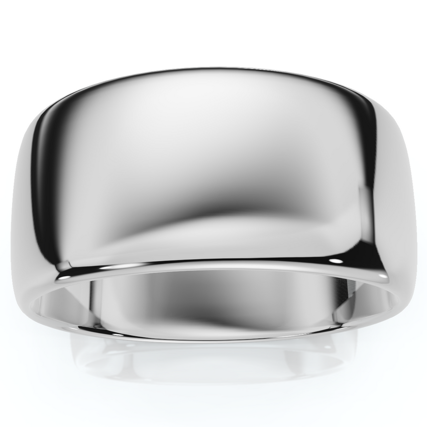 10mm Dome High Polished Wedding Band 14K White Gold