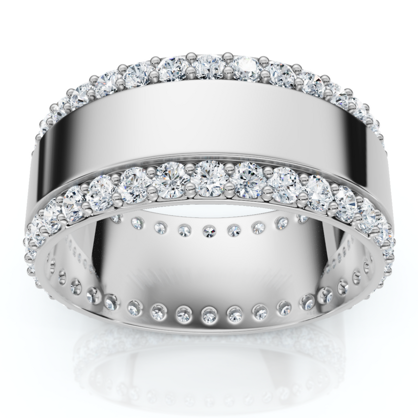 1Ct Lab Grown Diamond Ring Mens Textured Wedding 8mm Band White or Yellow Gold