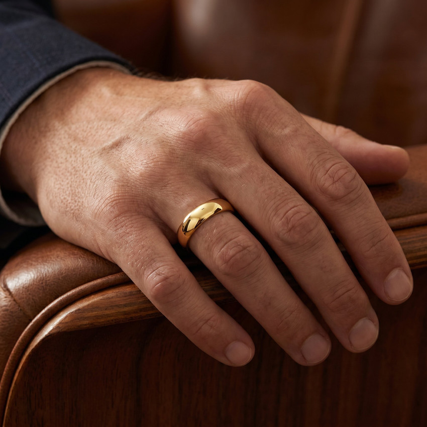 5mm Dome High Polished Wedding Band 10K Yellow Gold
